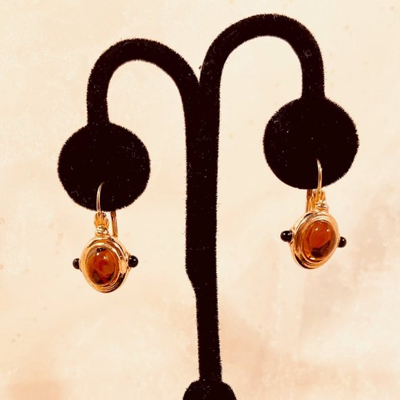 💖 Amber and Black Earrings /E32 - Picture 1 of 3